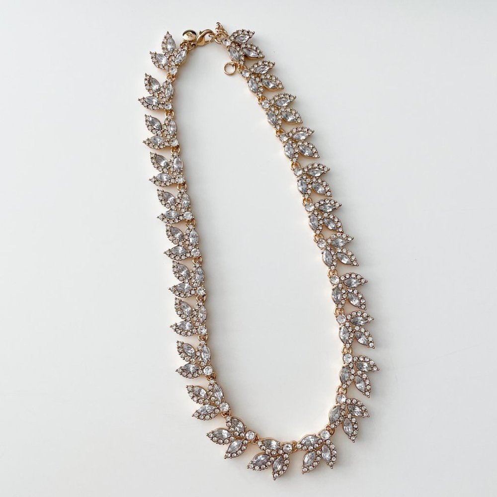 J. Crew Factory Crystal Leaves Statement Necklace (Crystal) - Picture 3 of 3
